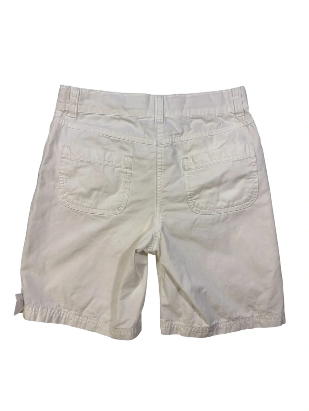 Gymboree White Cotton Adjustable Waist Bermuda Shorts with Side Bows